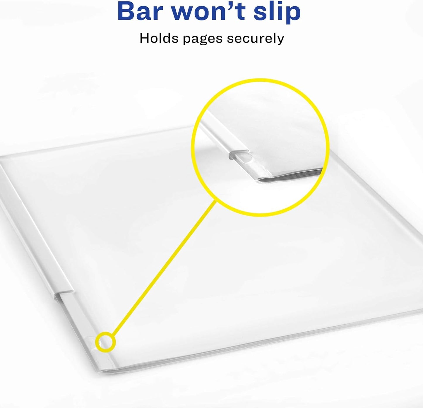 Avery Clear Report Covers with Sliding Bars, White Binding Bars, Holds up to 20 Sheets, 50 Report Covers (47710)