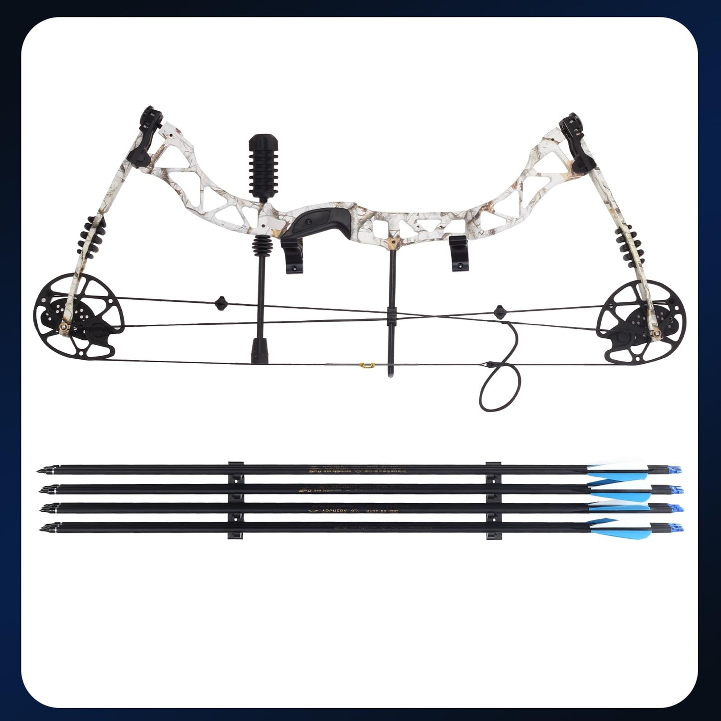 FENJANER Archery Wall-Mounted Bow Rack and Arrow Holder - Bow Wall Mount Storage for Recurve Bow Compound Bow Longbow - 12 Arrows Display Hanger Brackets for Wall in Home (Bow Rack and Arrow Rack)