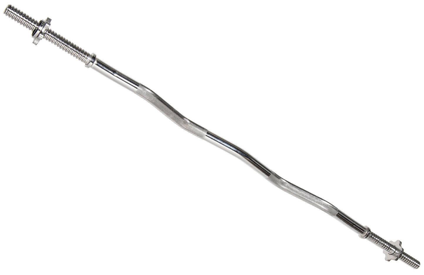 Fitvids Standard Threaded Curl Barbell Curl Bar with Collars, 48 inch, Chrome