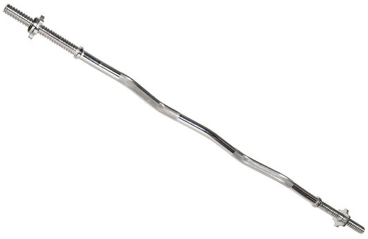 Fitvids Standard Threaded Curl Barbell Curl Bar with Collars, 48 inch, Chrome