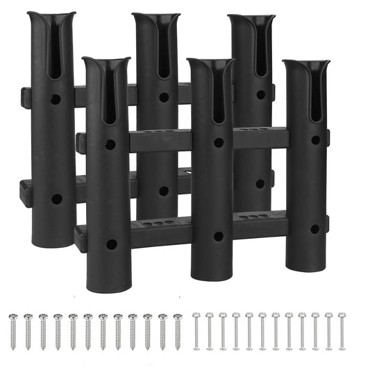 Fishing Rod Holders 6Tubes Boat Rod Holders with Screws Plastic Tube Pole Holders Bracket for Boat Kayak Garage Cooler Trailer Portable