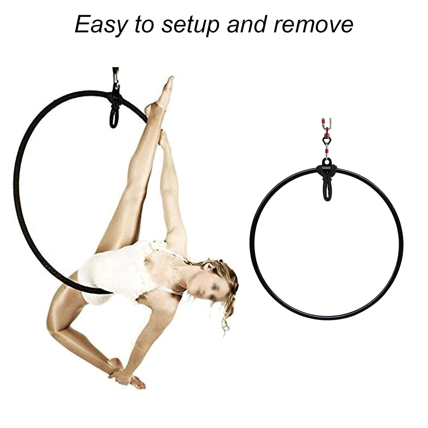 PRIOR FITNESS Upgraded 17.71" Lyra Aerial Hoop Hand Loop Strap Noose for Yoga Aerial Acrobatics Strength Training Black