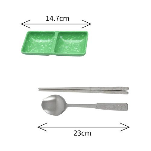Retro Korean Tteokbokki Plate Set, 6 Melamine Pieces, Spoon, Chopsticks, 2 Ramen Bowls, 2 Square Plates, 3 Compartment Plate, Sauce Dish