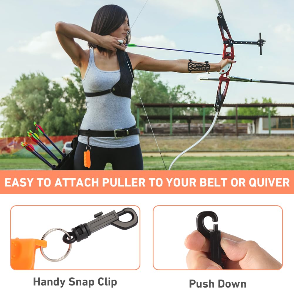 AHOSOUTLY Archery Arrow Puller Target Remover Gripper with Hanging Buckle,Anti Slip Pull Out Arrow Tool and Protect Palms Orange