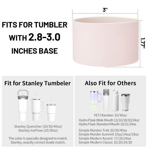 DUNLAGUE Boot and Straw Cover Set - 2pcs Silicone Boot, 3pcs Straw Cap, Bottom Protector for Stanley Cup H2.0 30oz & 40oz, Exact Color Match with Stanley, Accessories Rose Quartz