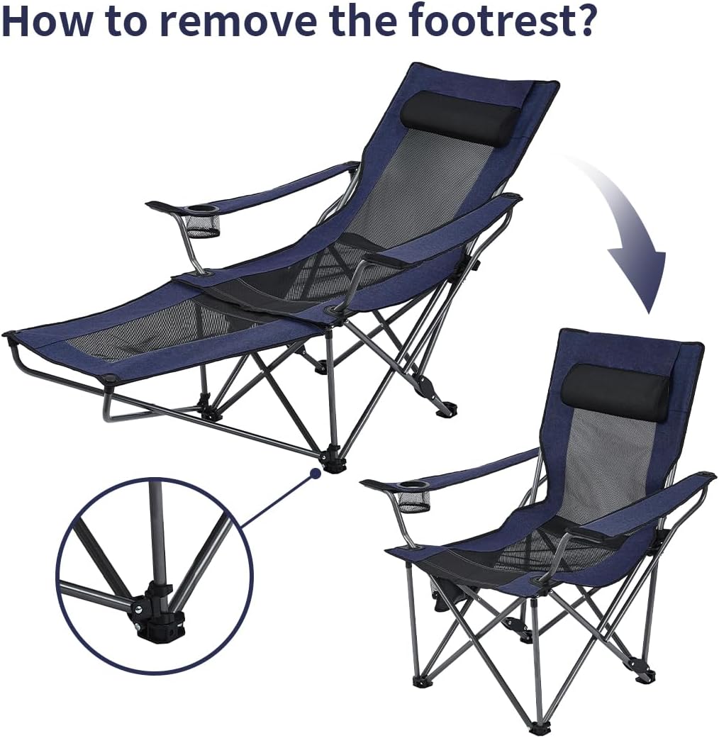 OUTDOOR LIVING SUNTIME Camping Folding Portable Mesh Chair with Removabel Footrest