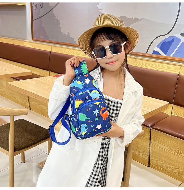 Hiflyer Kids Crossbody Sling Bag, Small Nylon Travel Cartoon Bag (Blue)