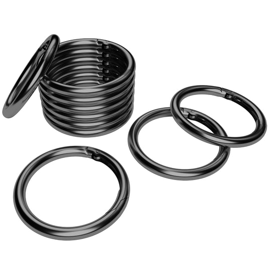 10 Pcs Metal Spring Round Carabiner Inner Diameter 1 Inch O Rings Clip Spring Ring for Keychains, Purse, Bag, Handbag (Gun Black)