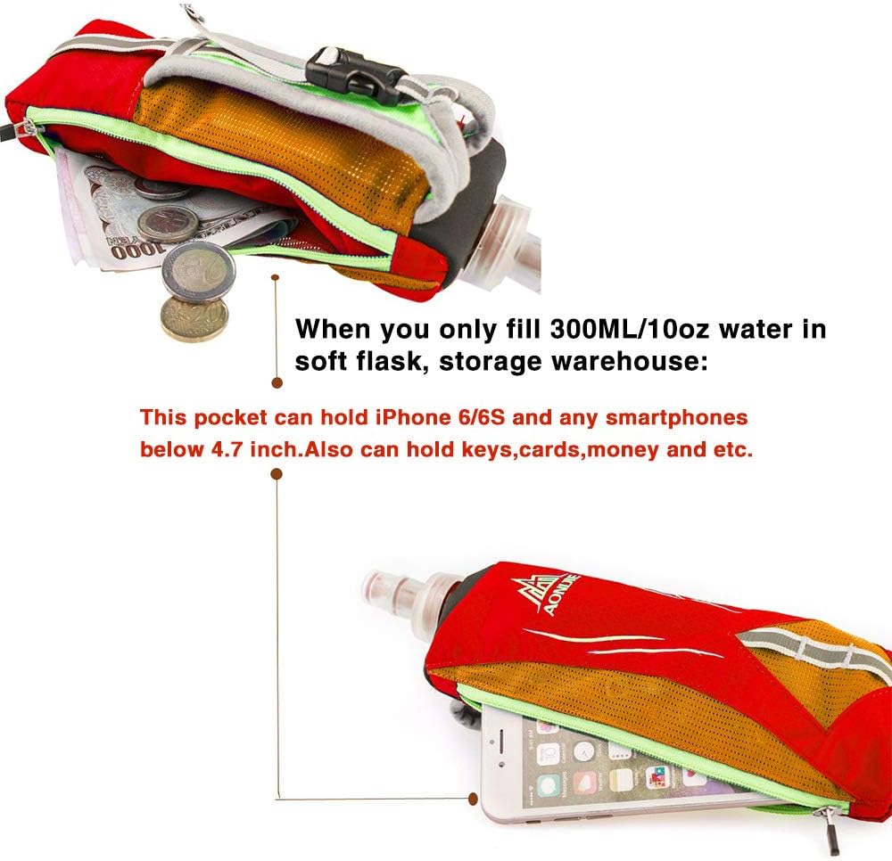 Geila Handheld Water Bottle for Running, 17 oz Grip Handheld Bottle with Hand Strap Hydration Pack, Sport Soft Flask