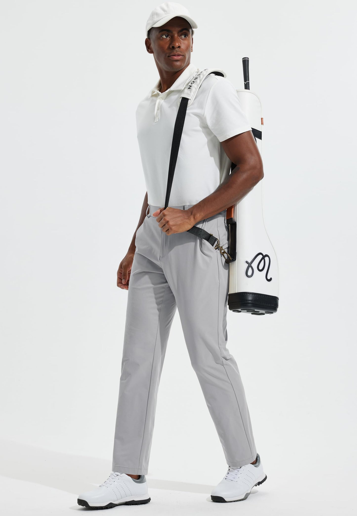 Men's Golf Pants 32" Classic Fit Quick Dry Lightweight Stretch Comfy Dress Work Business Casual Trousers for Men Clothing with Pockets, Light Grey, 32W x 32L
