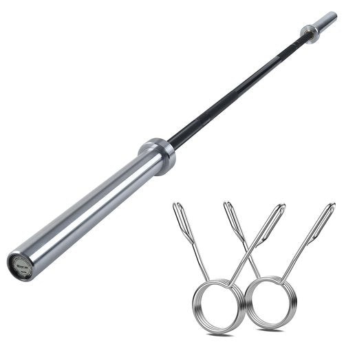 MAYCAN Olympic Barbell straight Bar, 7FT Bearing Barbell Bar Comes with Two Spring Collars Suitable for Weightlifting, Hip Thrusts, Squats and Lunges