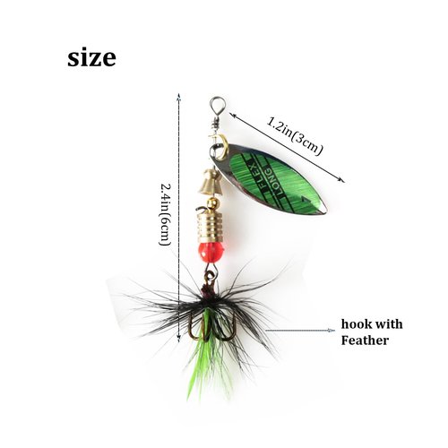 WOLFSKIN Fishing Lures Kit, 10 PCS Spoons Baits Set, Spinnerbaits for Trout Salmon Bass Walleye, Freshwater and Saltwater Hard Metal Fishing Bait, Sequin Baits (Spinnerbait)
