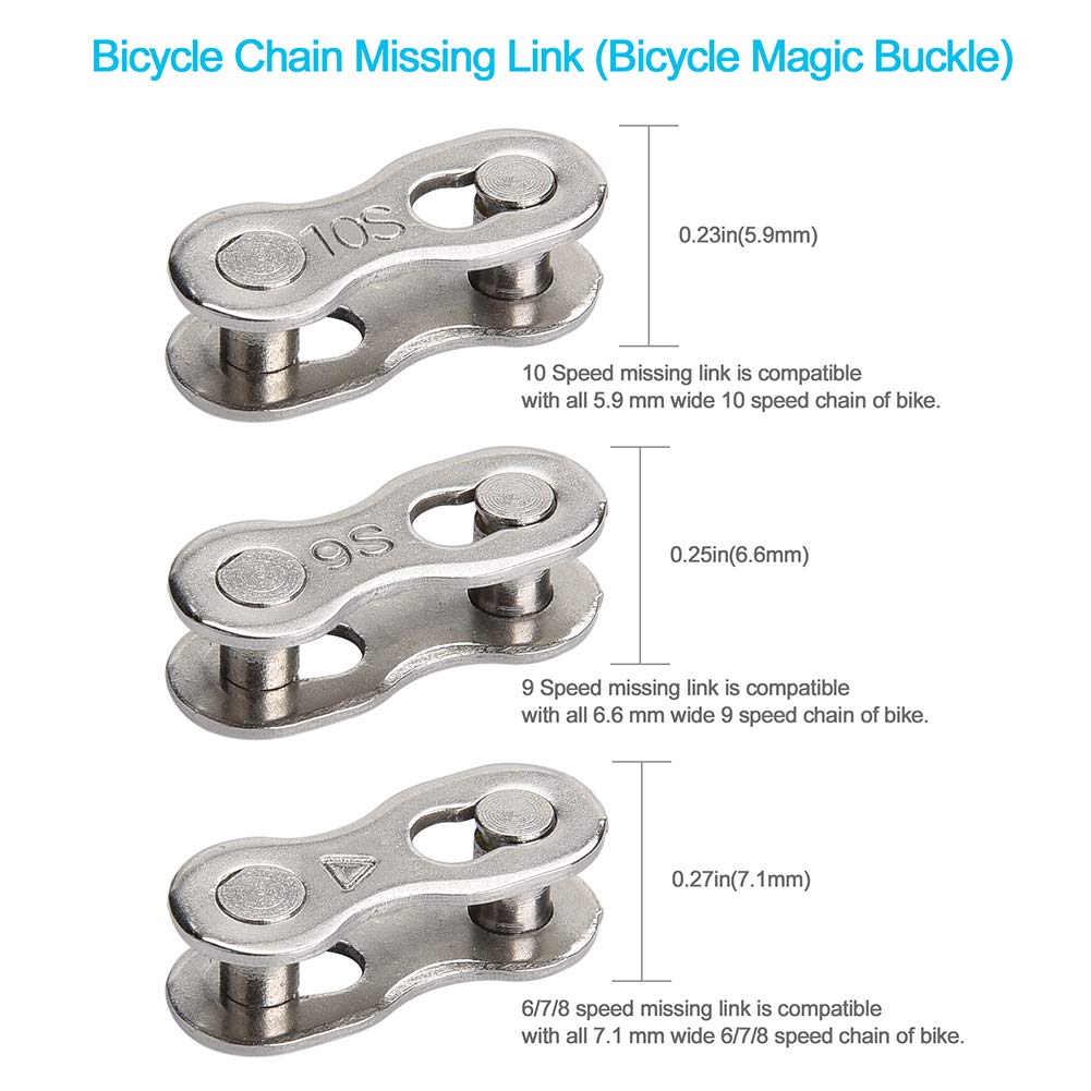 A AKRAF Bicycle Chain Repair Tool Kit with Bike Link Plier, Chain Breaker Splitter Tool, Chain Wear Indicator Checker, 3 Pairs Bicycle Missing Links, Chain Master Link Remover and Connector