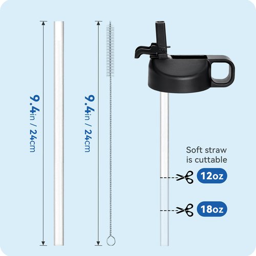 Prurex Dust Cover Straw Lid for Hydro Flask Wide Mouth Water Bottle,Replacement Straw Cap with Straw for Hydroflask 12-64 oz Wide Mouth Bottle