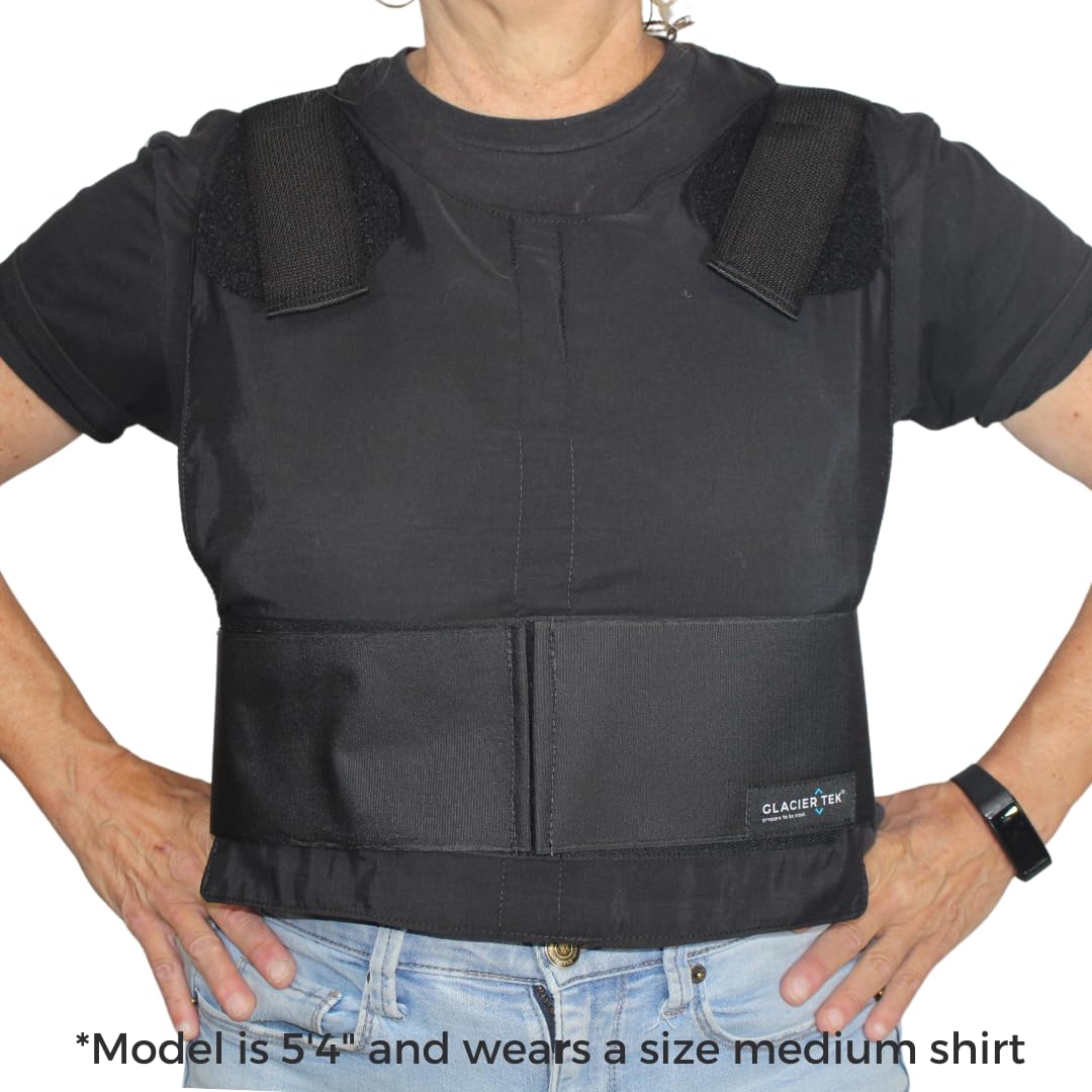 Glacier Tek Concealable Cooling Vest, 59 Degrees for 2.5 hours 8 Cool Packs, recharge in 30 minutes
