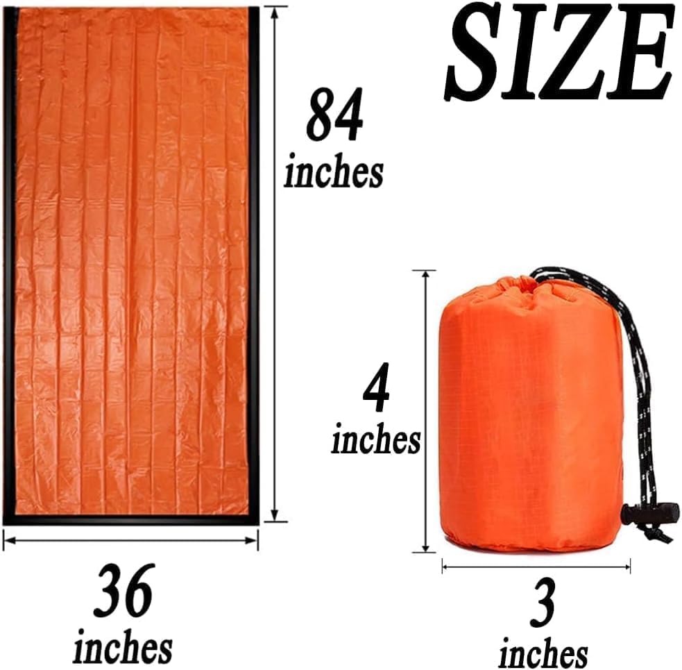 Emergency Sleeping Bag, 84"X36" Waterproof Survival Emergency Sleeping Bags for Survival, Pocket Size Survival Blanket, Thermal Bivy Sack for Outdoor Camping, Hiking,Hunting