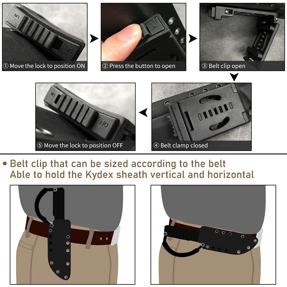 Cool Hand 10.5'' Fixed Blade Hunting Knives, Heavy Duty Survival Knife with Sheath, Drop Point 0.2" Thick 7Cr Steel Blade, Replaceable 1911 Carbon Fiber Grips Handle