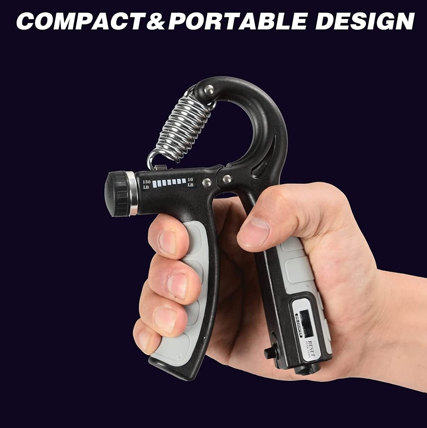 Hand Strengthener Grip 2 Pack, Hand Exercisers for Strength with Adjustable Resistance 10-130 Lbs,Hand Grip,Grip Strength Trainer for Muscle Building and Injury Recover(Black)