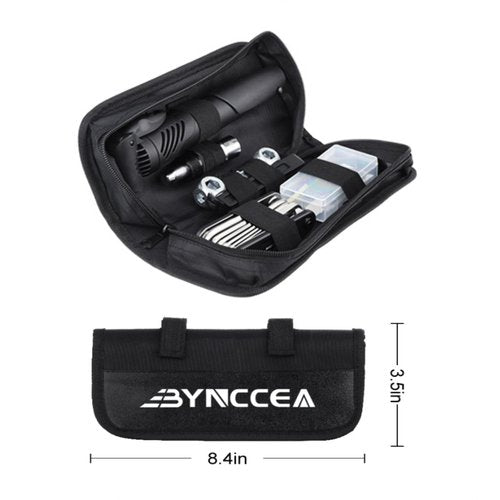 Bynccea Bike Tire Repair Tool Kit with Tire Pump, Portable Bicycle Repair Bag Bicycle Tyre Lever Patch Repair Tools, All in One Bicycle Tire Patch Kit for Mountain Bike and Road Bike