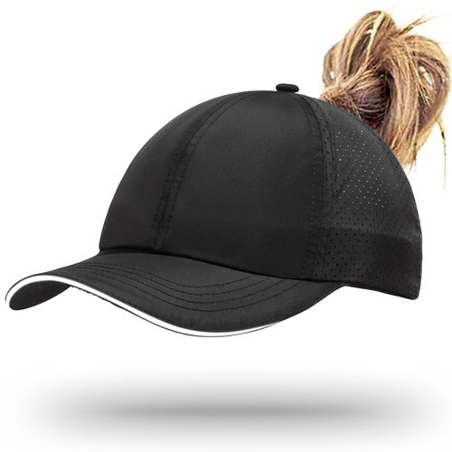 ZTL Women's High Ponytail Baseball Cap Race Day Performance Running Hat, Quick Drying Mesh Sports Hats with Reflective Trim