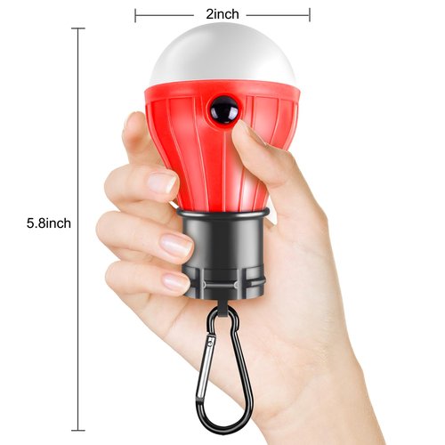 PEMOTech Camping Lantern 4 Pack, 4 Lighting Modes LED Camping Lights Bulbs with Clip Hooks, Waterproof Portable Battery Operated Emergency Tent Lights for Outdoor Camping Hiking Fishing Hunting