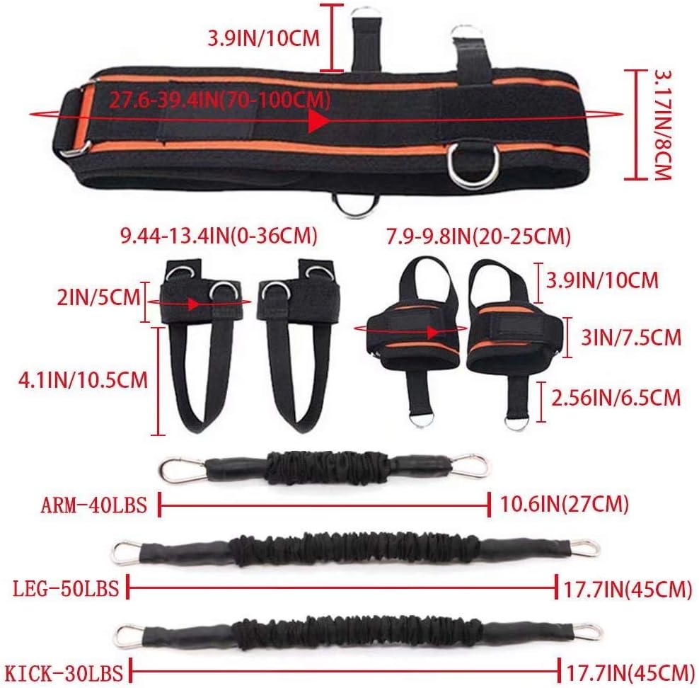 Exercise Boxing Resistance Bands Leg Strength Training Home Workout Equipment Bounce, Explosive Power Training for MMA, Bounce,etc Indoor and Outdoor Fitness Training, Set of 12