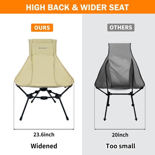 Car Camping Tarp Tailgate & Backpacking Chairs, AYAMAYA 14 x 16 FT Extra Large Car Tent Tarp, Ultralight Folding High Back Camping Chair with Upgrade All Aluminum Widen Frame Structure