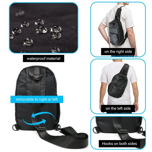WESTEND Black Crossbody Sling Bag with Adjustable Strap for Traveling, Hiking, Daypack for Men and Women