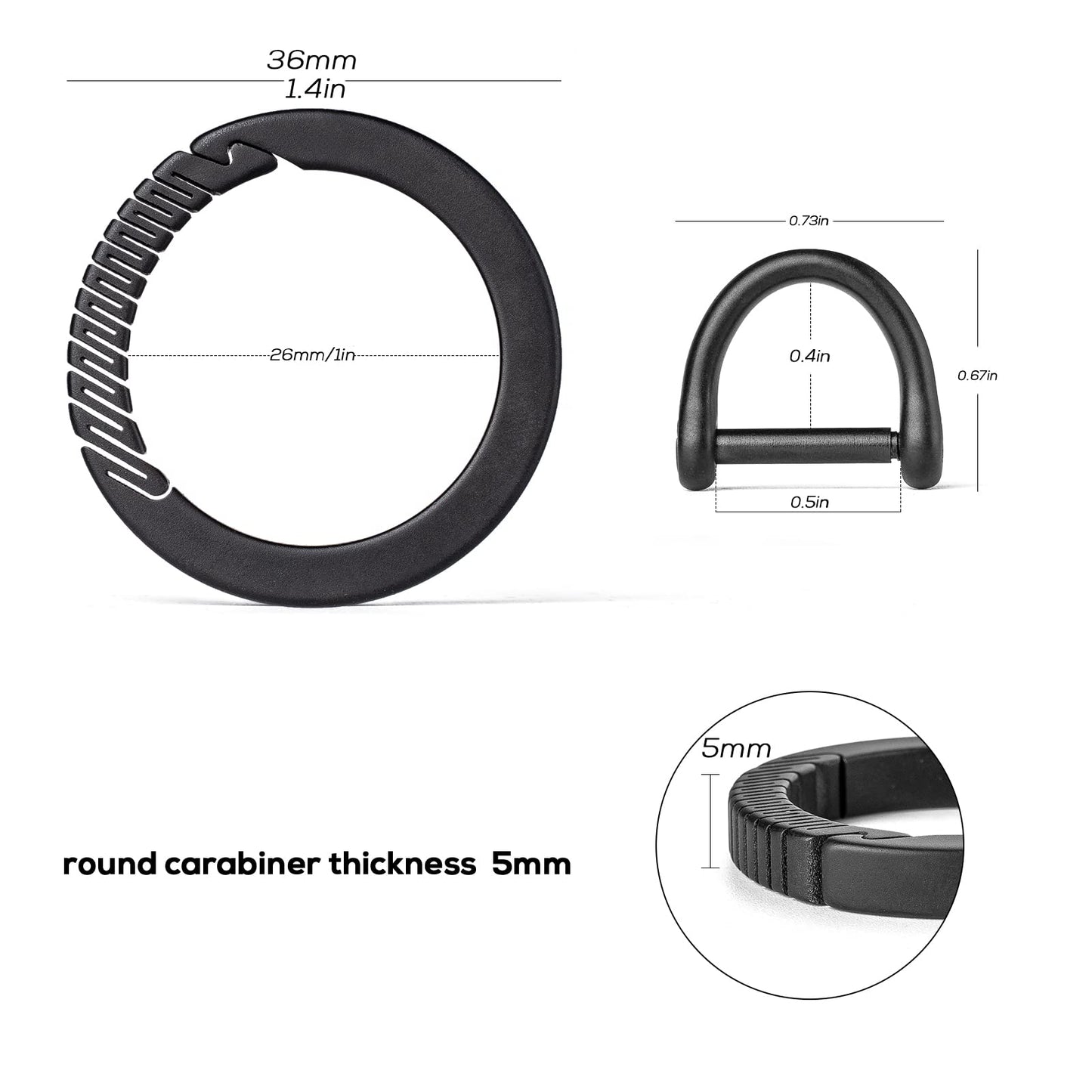 TISUR Keychain Pocket Clip Titanium Round Carabiner Clip