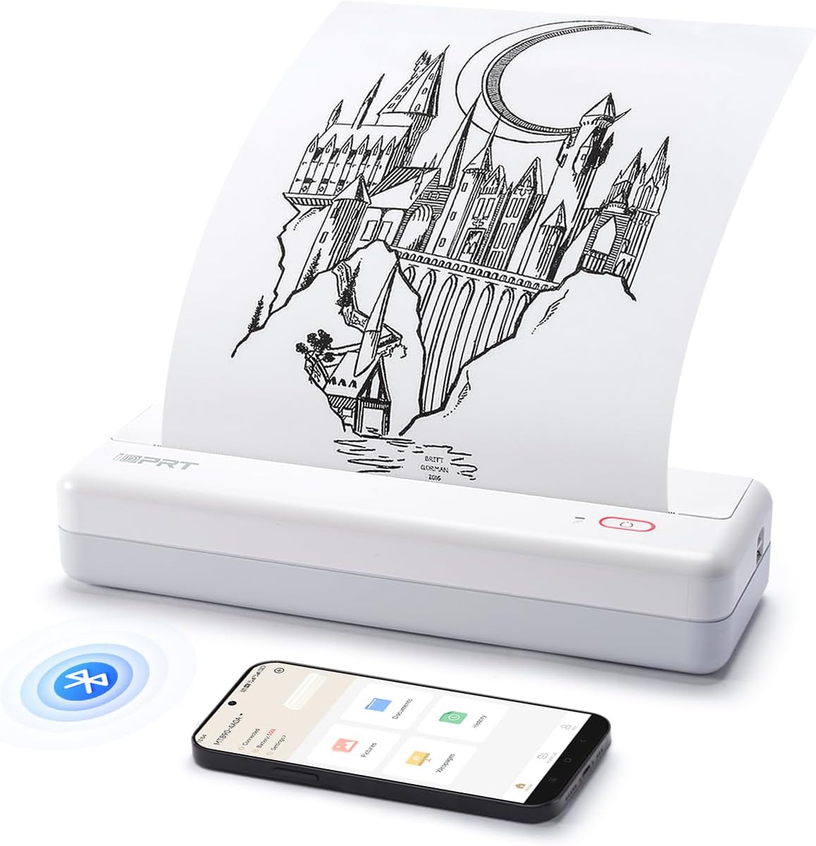 iDPRT MT890 Portable Wireless Printer - with Thermal A4 Paper, Bluetooth Inkless Printer for Travel/Home, Support US Letter&A4&A5 Size, Mobile Printers Compatible with iOS, Android & Laptop - Blue