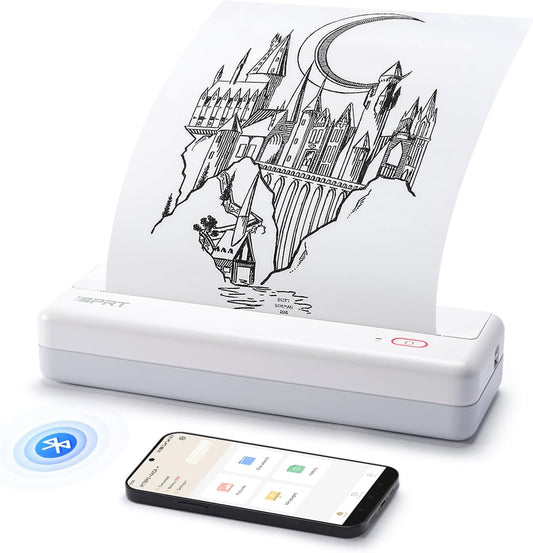 iDPRT MT890 Portable Wireless Printer - with Thermal A4 Paper, Bluetooth Inkless Printer for Travel/Home, Support US Letter&A4&A5 Size, Mobile Printers Compatible with iOS, Android & Laptop - Blue