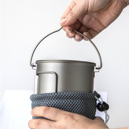 COMTAI 750ml/26oz Titanium Camping Pot with Lid and Foldable Handle, Ultralight Camping Mug for Hiking, Backpacking, Outdoor Cooking, and Travel