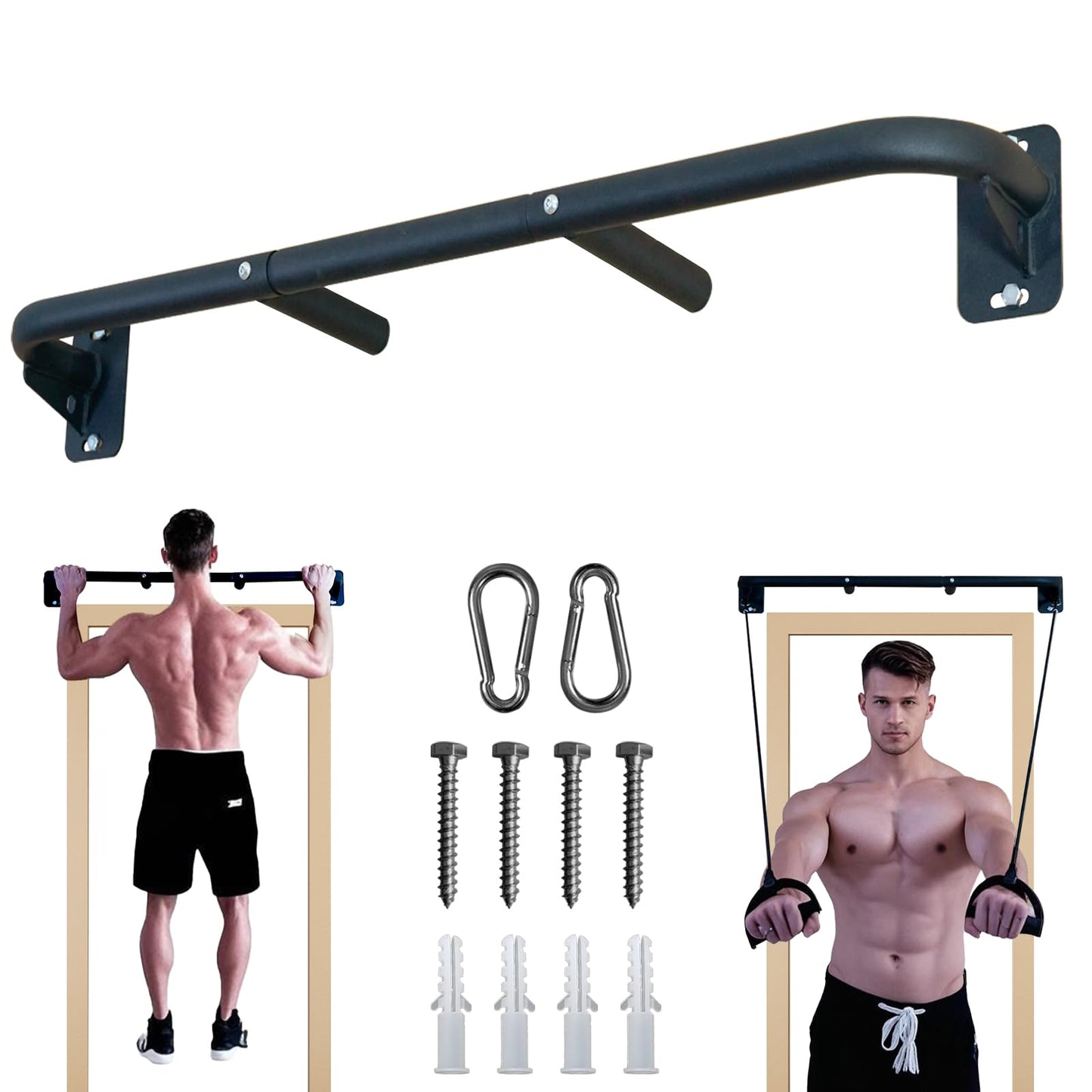 Fitarc Heavy Duty Wall Mount Pull Up Bar, Joist Mount Chin Up Bar for Doorway, Steel Construction, Home Gym Equipment, Fits 32”-36” Wall Studs
