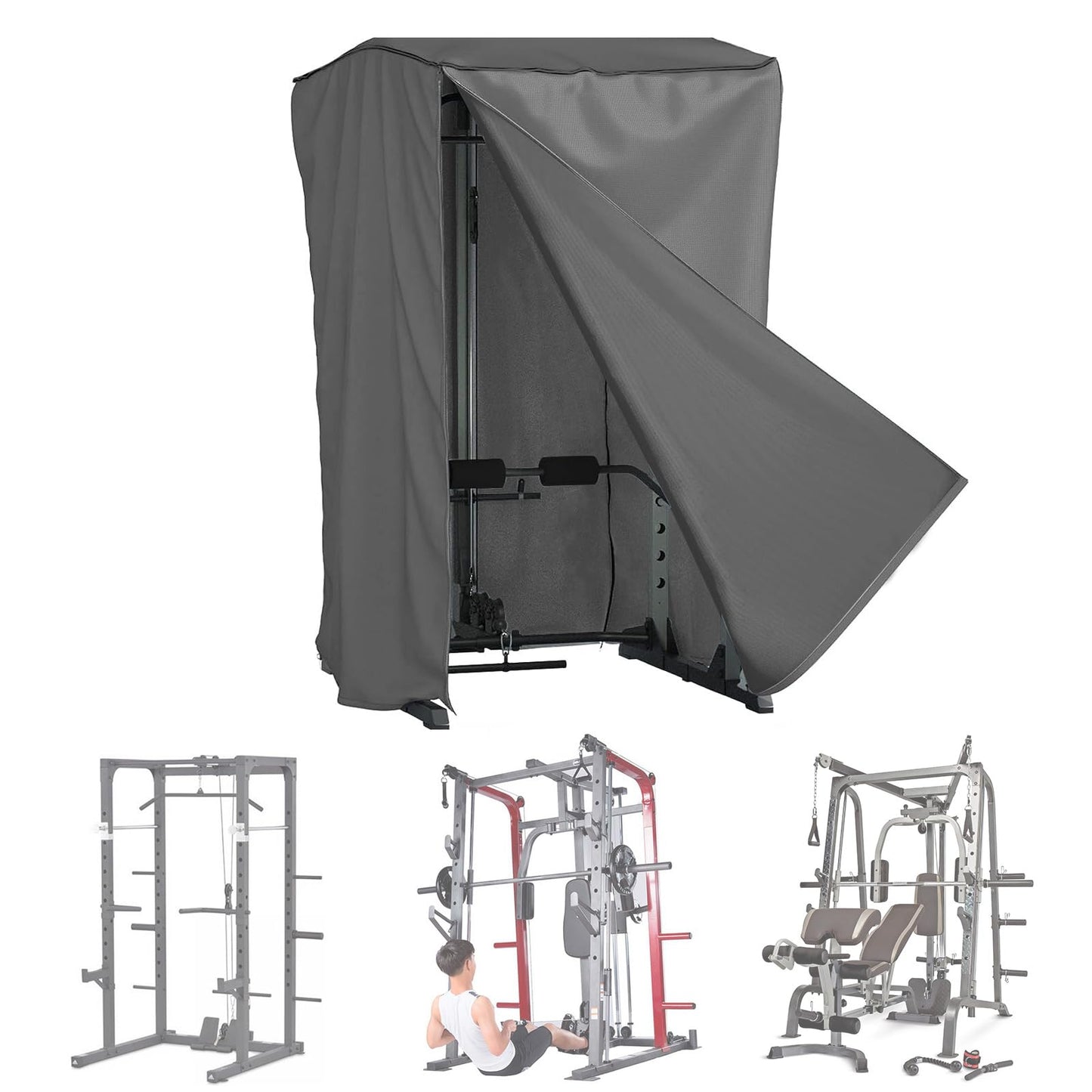 AKEfit Strength Training Cover, Waterproof & Dustproof Gym Rack Cover with Zipper,Fit for Indoor and Outdoor 69''Lx47''Wx84''H-Gray