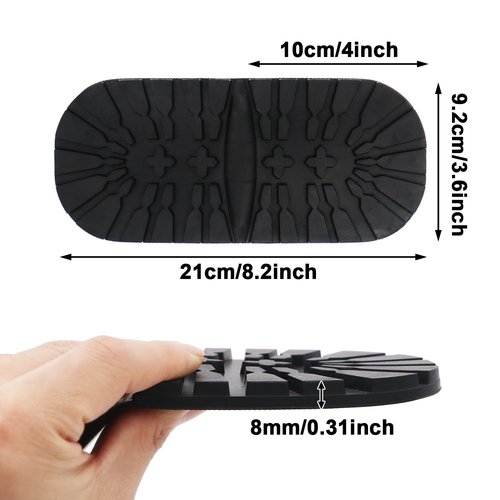 DUTWROY Heel Repair Pad 2 Pairs Rubber Sole 8 MM Half Sole Sheet for Leather Shoes Sports Shoes Boots Black