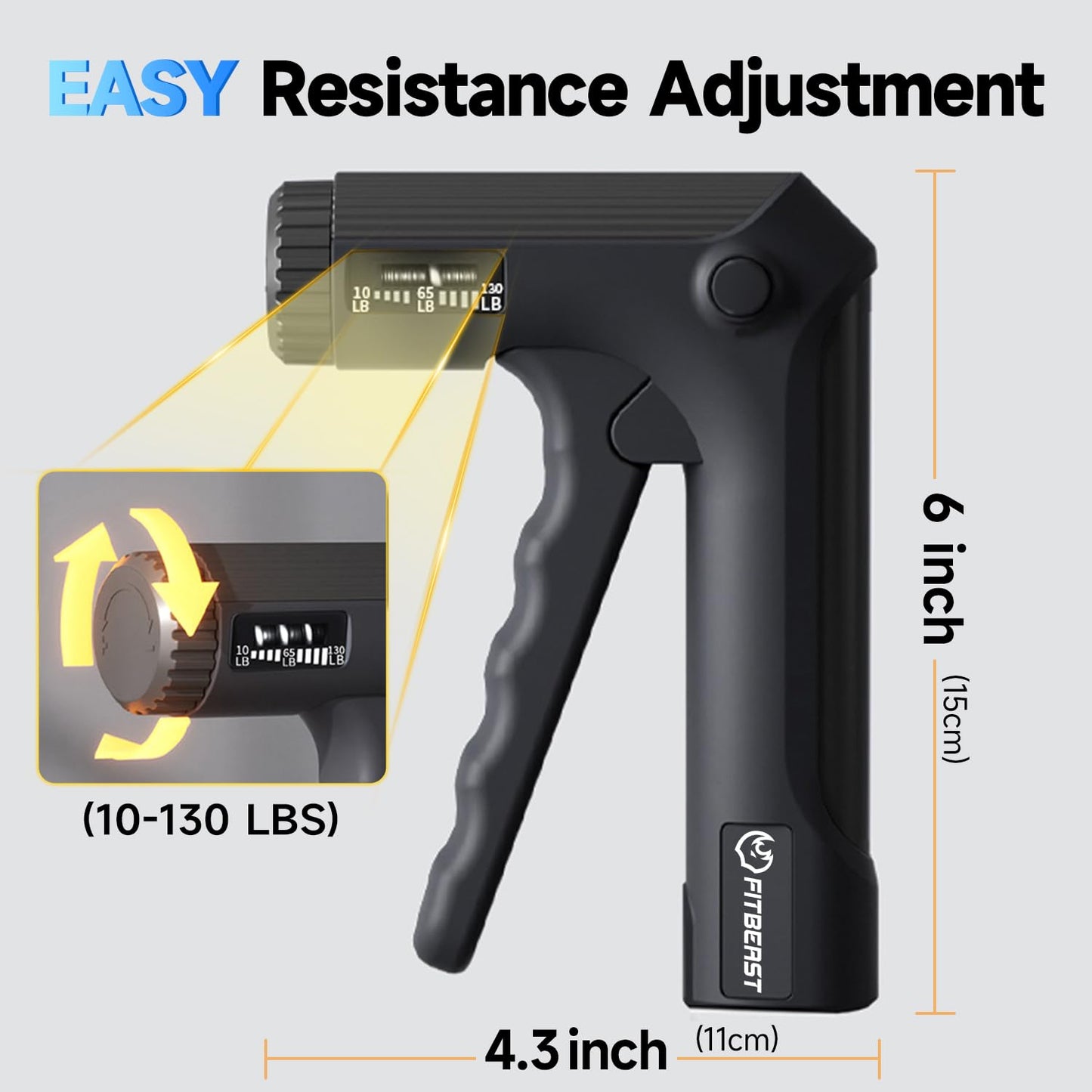 FitBeast Grip Strengthener Forearm Strengthener Hand Grips Strengthener - Adjustable Resistance 10-130LBS (1 Pack Black)