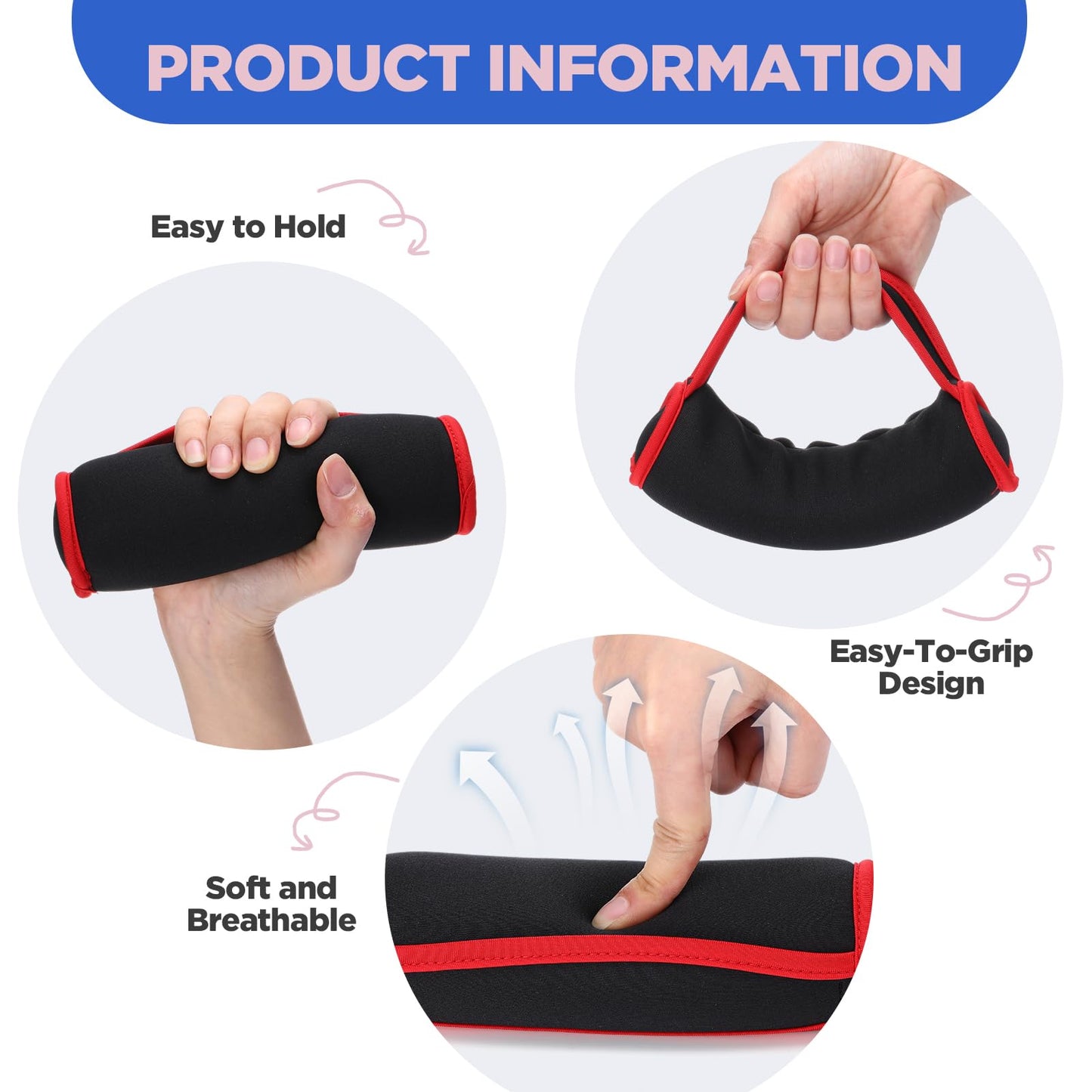 Hollowfly 4 Pair Soft Hand Weights Set for Women Men, 0.5lb 1lb 1.5lb 2lb Soft Dumbbells Walking Weights Small Weight Set Exercise Weights with Hand Strap for Running Workout Physical Aerobics