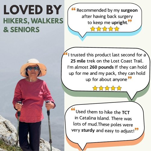 Outsura Aluminium Trekking Poles for Hiking w/Cork Grip & Quick Lock - Lightweight Collapsible Hiking Sticks for Backpacking - Folding Walking Sticks for Seniors Men & Women - One Pair (Orange)