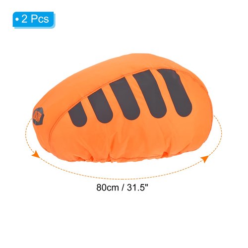 PATIKIL Cycling Bicycle Helmet Cover, 2 Pack Motorcycle Helmet Rain Covers Ride Gear Helmet Cover with Reflective Strip for Road Cycling, Orange