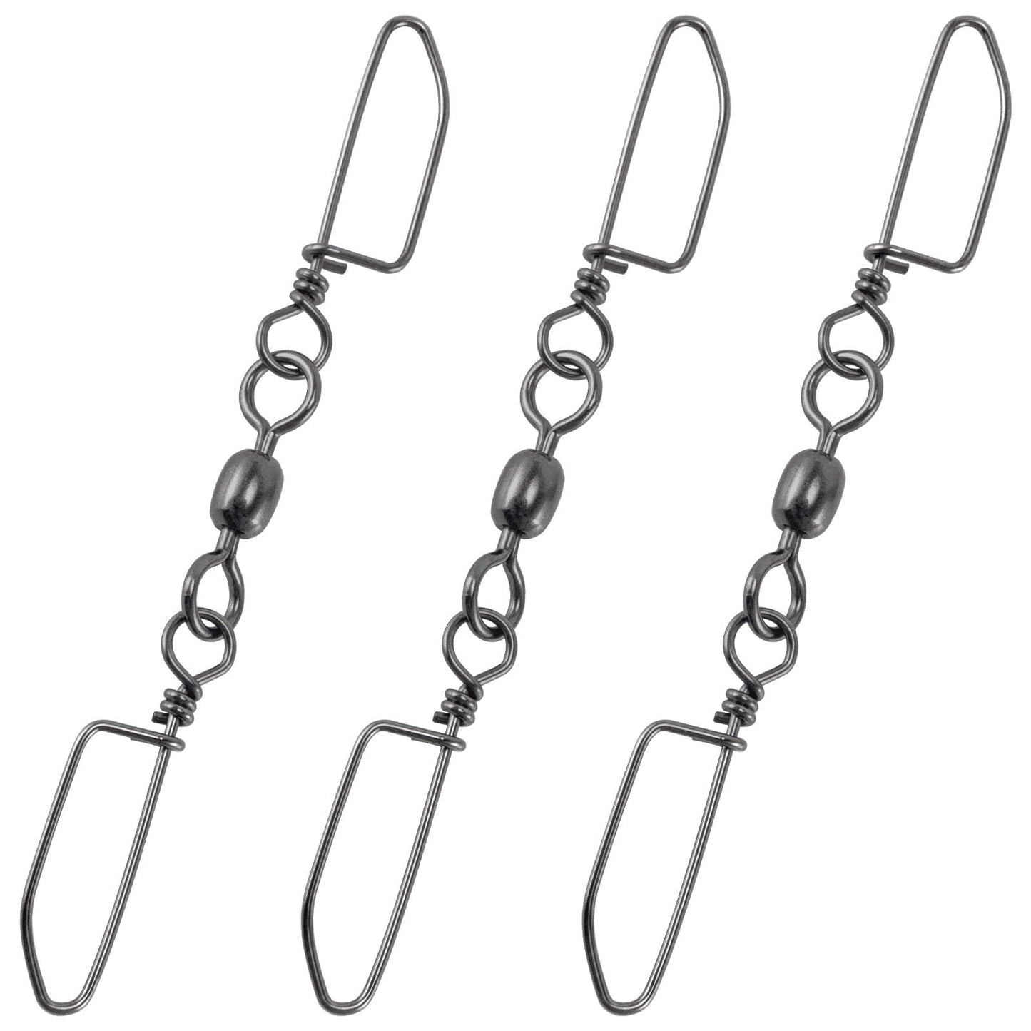 Alwonder 30PCS Double Snap Swivels, Trolling Planer Board Line Release Clips, High Strength Stainless Steel Coastlock Snaps with Black Nickel Coating, Saltwater Barrel Swivels Connector #6 * 1-52LB