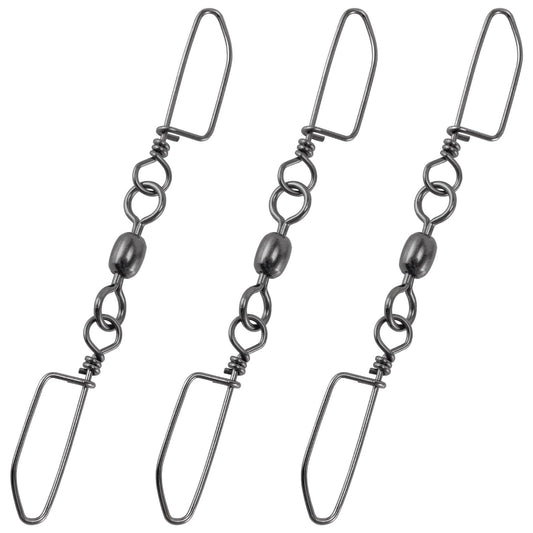 Alwonder 30PCS Double Snap Swivels, Trolling Planer Board Line Release Clips, High Strength Stainless Steel Coastlock Snaps with Black Nickel Coating, Saltwater Barrel Swivels Connector #6 * 1-52LB