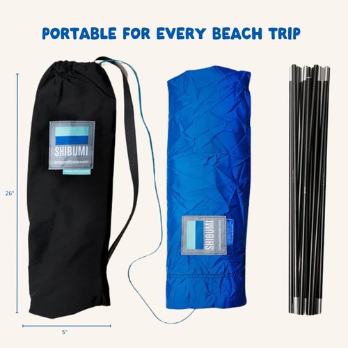 New Shibumi Shade® Classic with Quiet Canopy, The Original Wind-Powered® Beach Shade, Shade for 8 People, Weighs Only 4 lbs, Sets up in 3 Minutes. Wind Assist Included