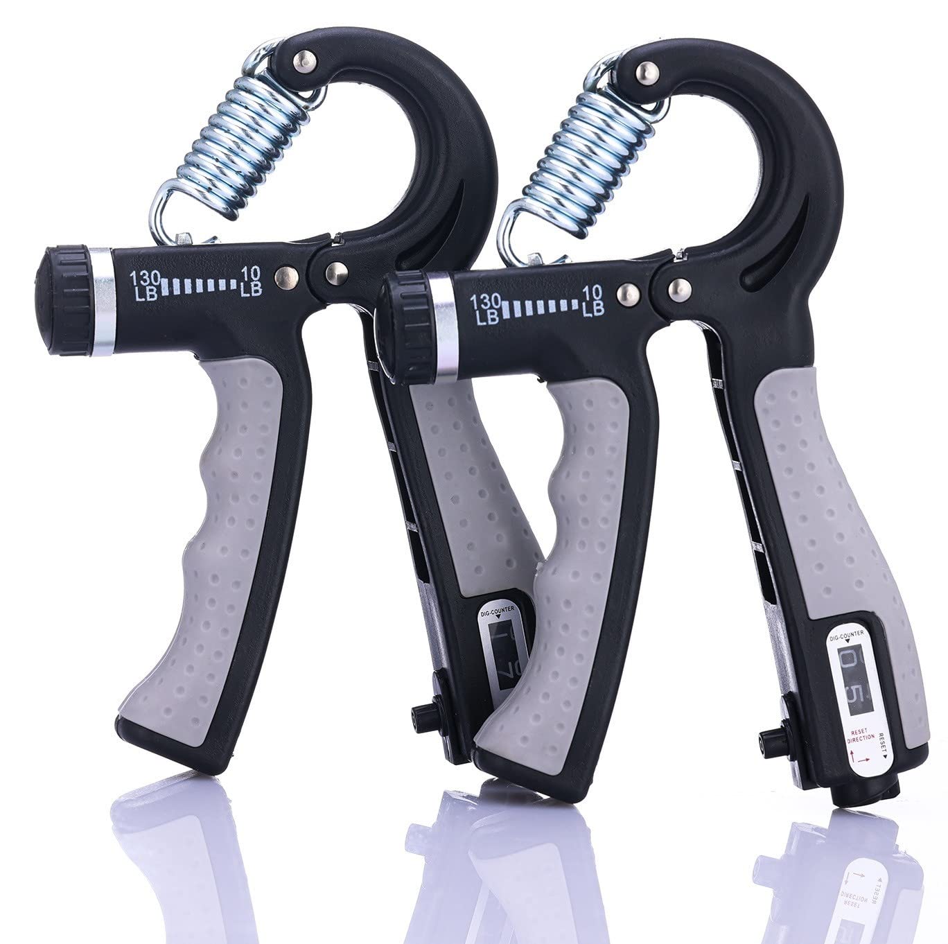 Hand Strengthener Grip 2 Pack, Hand Exercisers for Strength with Adjustable Resistance 10-130 Lbs,Hand Grip,Grip Strength Trainer for Muscle Building and Injury Recover(Black)