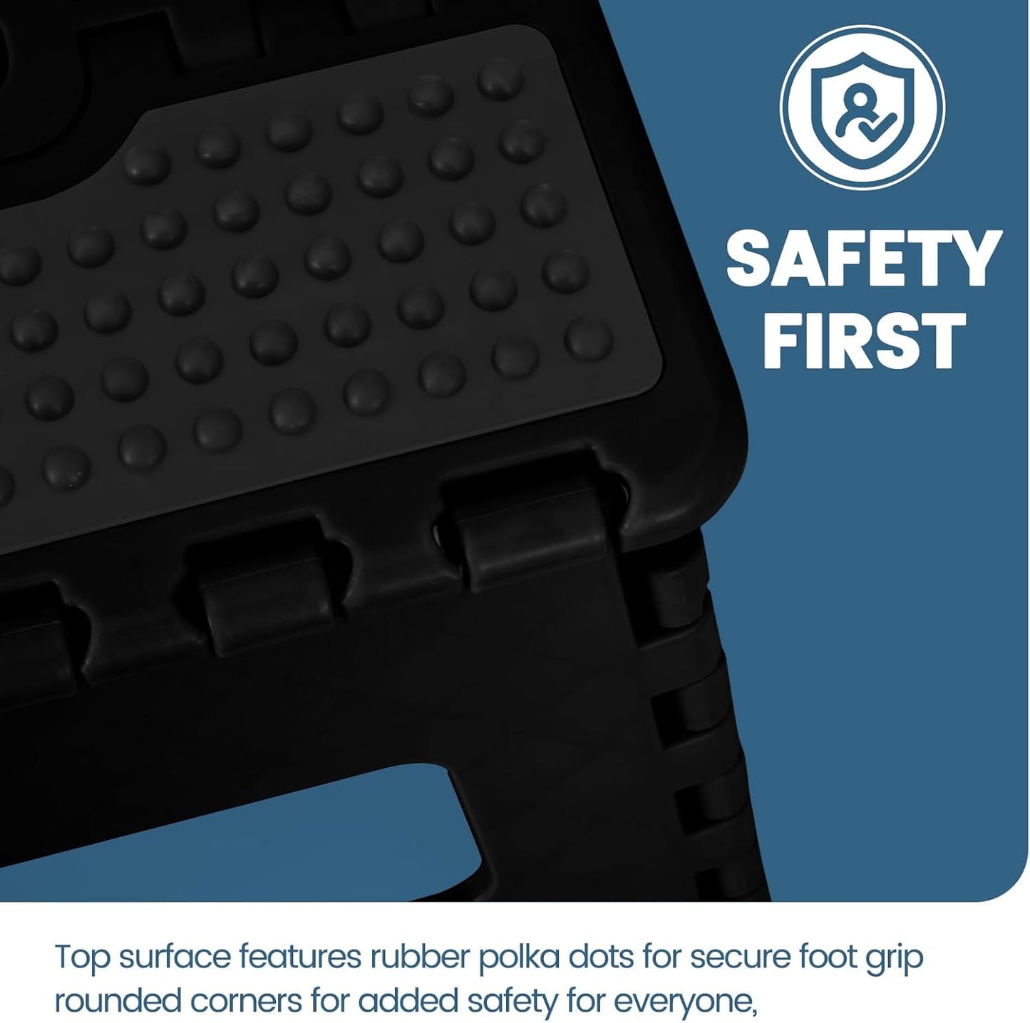 ACSTEP Folding Step Stool Foldable Stool 7.5 Inch Height Kids Step Stool, 300 lb Capacity Plastic Collapsible Stool, Stepping Stool with Handle Black Small Step Stool, Foot Stool Suitable for Kitchen