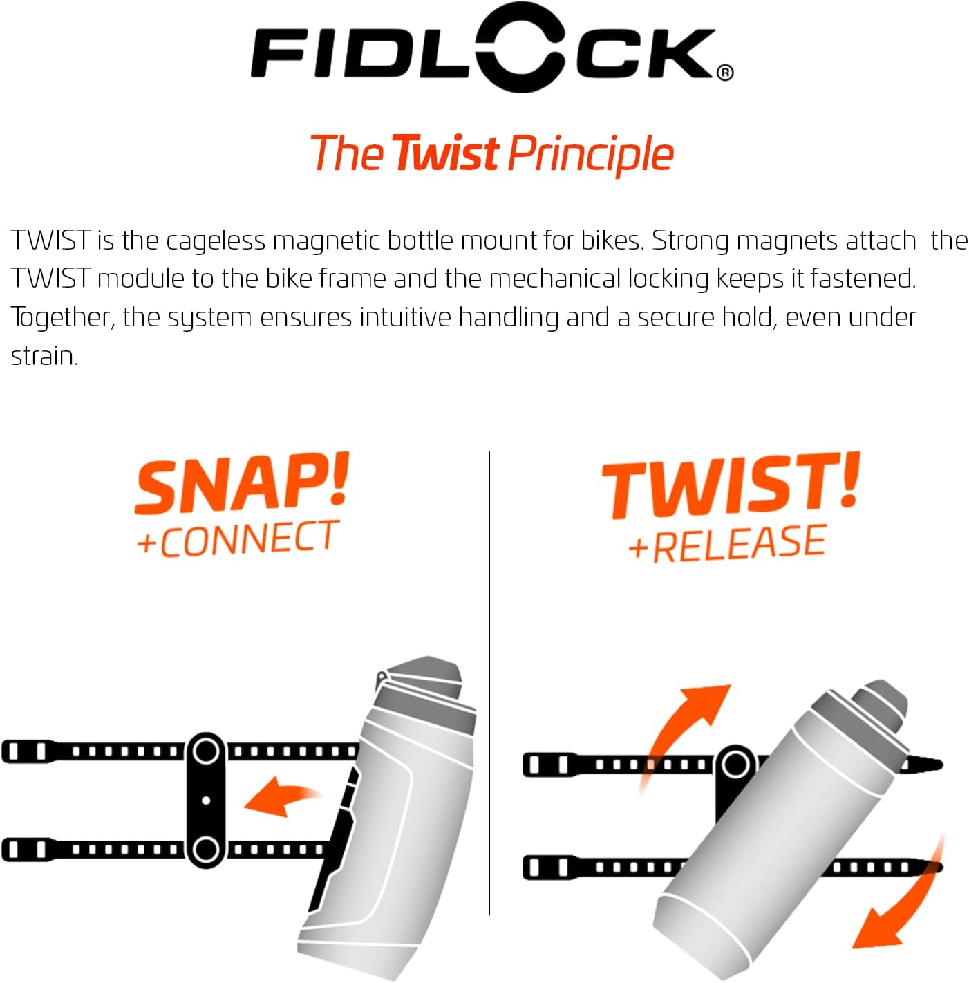 FIDLOCK Twist Replacement Bottle 450ml/15oz | Includes Twist Bottle Only (Twist Base Not Included) | Smoke