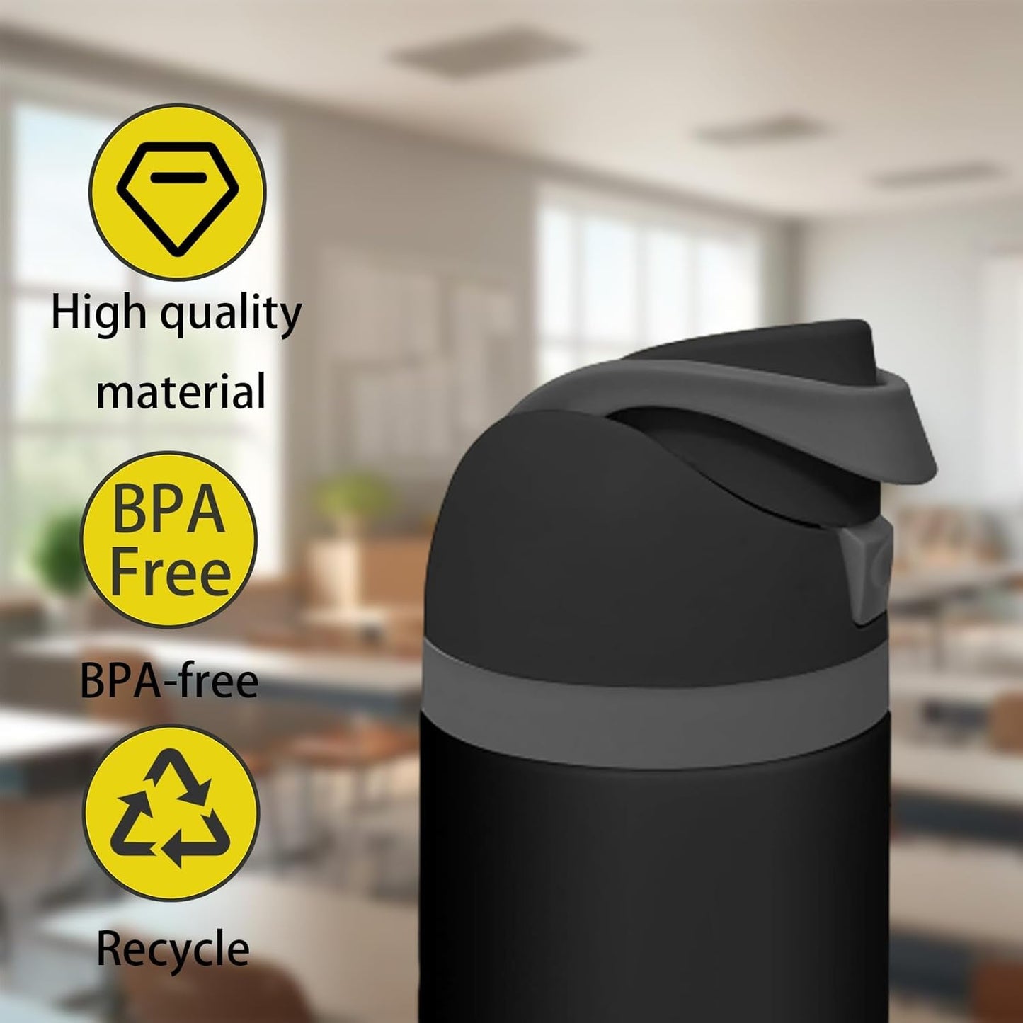 JIZHOUYAO Replacement Lid for Owala Freesip, Replacement Cap Compatible with Owala Freesip Cup 16oz 24oz 32oz 40oz,BPA-Free Replacement One Button Accessory for Owala Free Sip (Black)