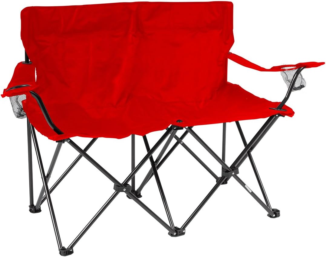 Trademark Innovations Loveseat Style Double Camp Chair, 40" L x 22" W x 31.5" H, Polyester, Army Green