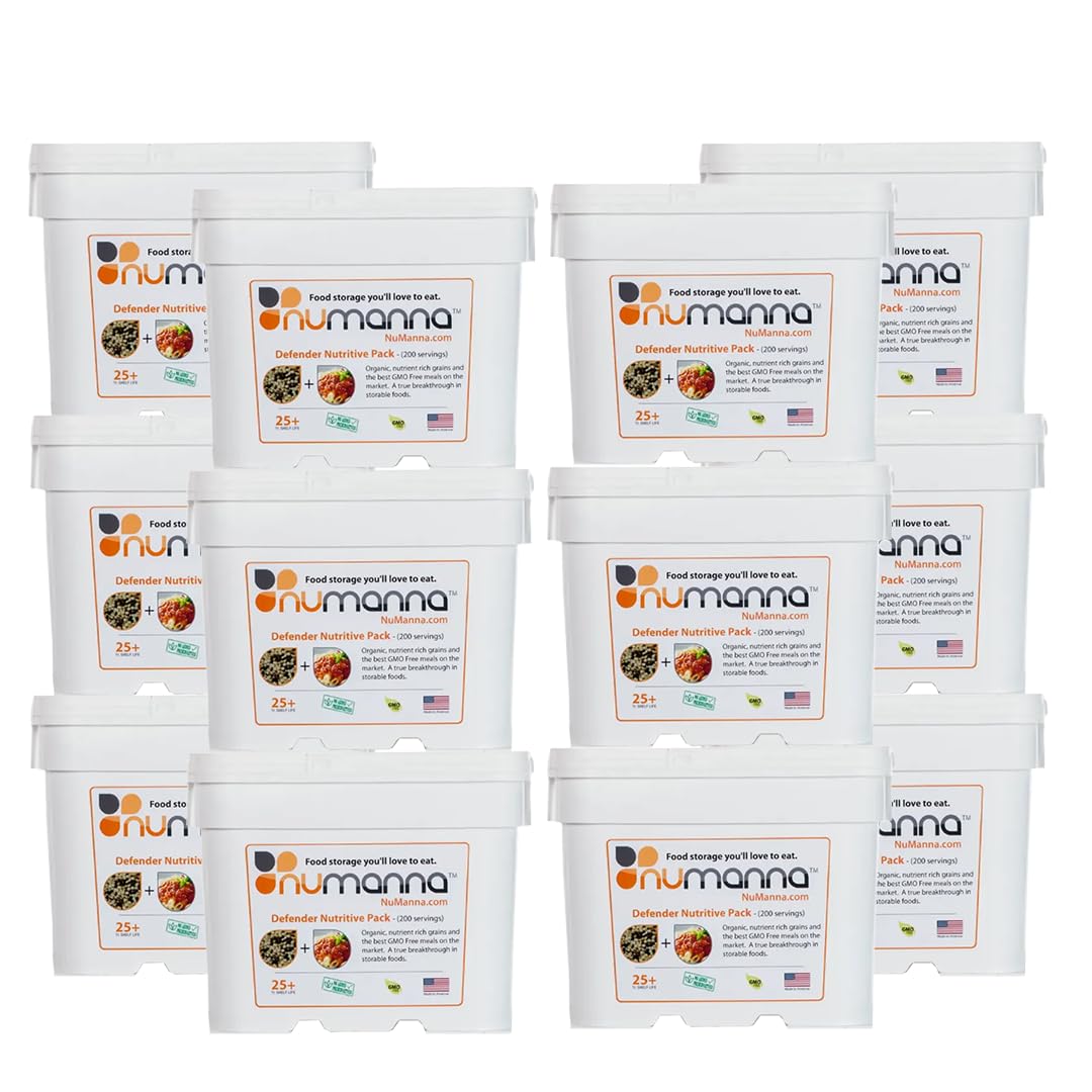 Numanna Defender Nutritive Pack Bucket 204 Servings | 1-Month Emergency Food Supply | GMO-Free, Non-Perishable Meals with Organic Grains & Superfoods | Easy to Prepare | Camping & Daily Use Pack of 1