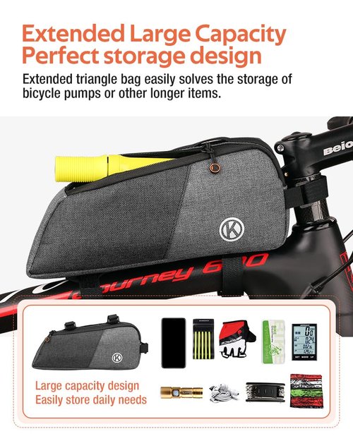 XIUWK Top Tube Bike Bag - Waterproof Triangle Frame Storage Pouch for Mountain & Road Cycling