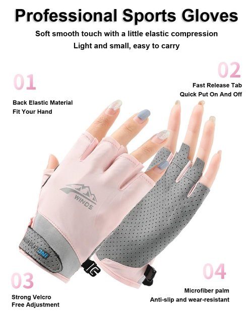 SUJAYU Fingerless Fishing Gloves for Women Men, Half Finger Sun Protection Sailing Gloves for Kayaking Paddling Rowing, Pickleball Gloves Women & Men (White, Medium)